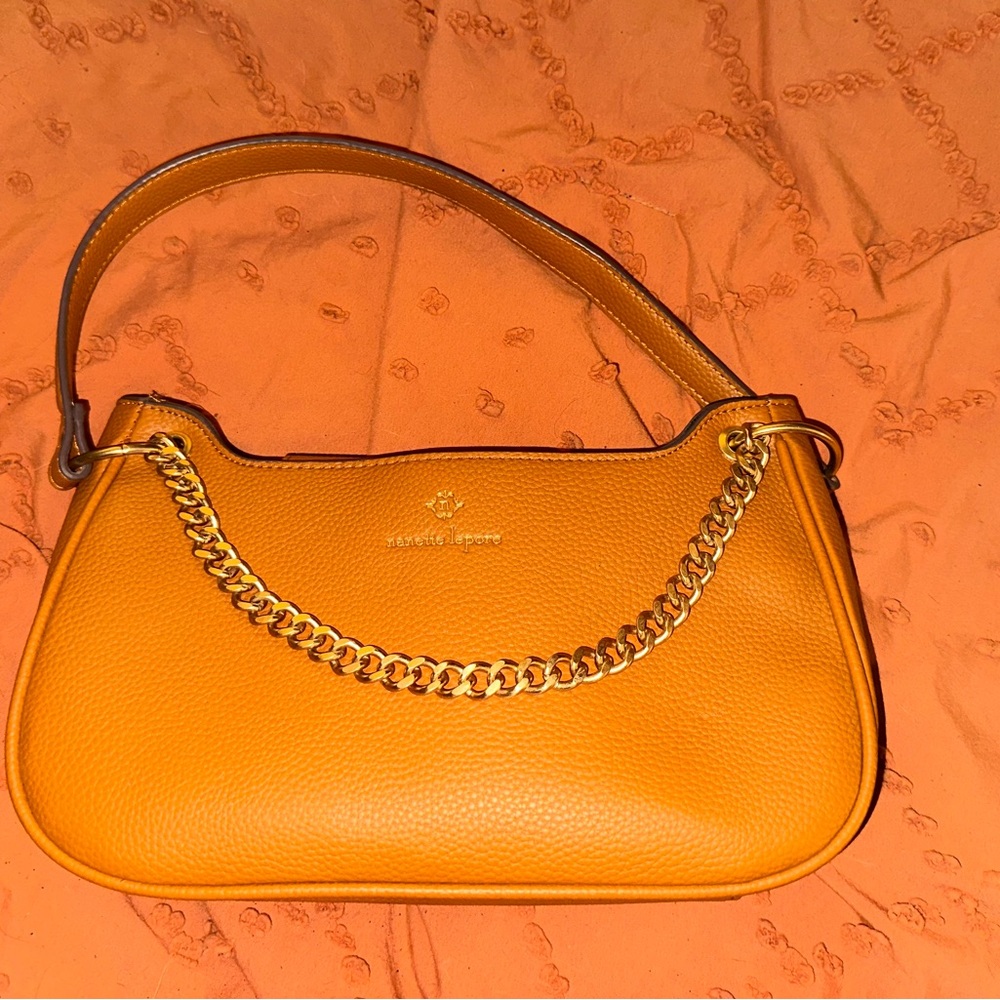 Nanette Lepore Orange Shoulder Bag with Gold Chain